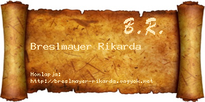 Breslmayer Rikarda névjegykártya
